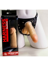 Реалистичный фаллоимитатор с мошонкой на трусиках Харнесс - 16,5 см. - LOVETOY (А-Полимер) - купить с доставкой в Подольске