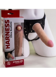 Страпон Харнесс из двух предметов: трусики с плугом и насадка-фаллос - 18 см. - LOVETOY (А-Полимер) - купить с доставкой в Подольске
