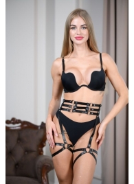 Кожаные гартеры на поясе Esteria - БДСМ Арсенал - купить с доставкой в Подольске