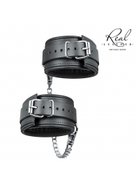 Черные кожаные оковы на цепочке с карабинами - Notabu - купить с доставкой в Подольске