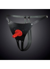 Чёрные кожаные универсальные трусики со штырьком для насадок - Sitabella - купить с доставкой в Подольске