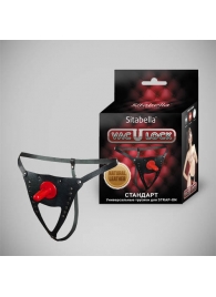 Черные кожаные универсальные трусики со штырьком для насадок и вырезом - Sitabella - купить с доставкой в Подольске