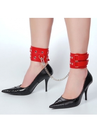 Кожаные красные оковы с цепочкой - Sitabella - купить с доставкой в Подольске