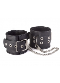 Кожаные черные оковы с широким ремешком, соединенные цепочкой - Sitabella - купить с доставкой в Подольске