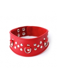 Кожаный красный ошейник с велюровой подкладкой - Sitabella - купить с доставкой в Подольске