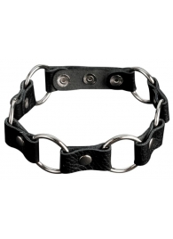 Кожаный черный ошейник с кольцами - Sitabella - купить с доставкой в Подольске