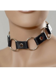 Кожаный черный ошейник с кольцами - Sitabella - купить с доставкой в Подольске