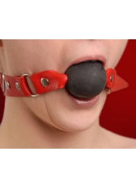 Чёрный кляп-шар с красным ремешком - Sitabella - купить с доставкой в Подольске