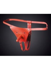 Красные кожаные универсальные трусики со штырьком для насадок - Sitabella - купить с доставкой в Подольске