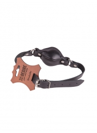 Чёрный кожаный кляп на регулируемых ремешках - Sitabella - купить с доставкой в Подольске