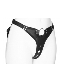 Черный женский пояс с вагинальной пробкой - LOVETOY (А-Полимер) - купить с доставкой в Подольске