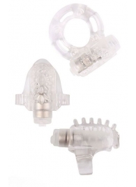 Набор из 3 прозрачных эрекционных колец с вибрацией Teasers Ring Kit - Chisa - в Подольске купить с доставкой