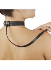 Леопардовый меховой ошейник с кожаным поводком - Sitabella - купить с доставкой в Подольске