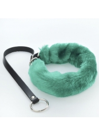 Зеленый меховой ошейник с кожаным поводком - Sitabella - купить с доставкой в Подольске