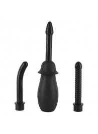 Чёрный анальный душ с насадками KIT BLACK - Seven Creations - купить с доставкой в Подольске