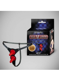 Чёрные кожаные трусики с двумя штырьками для насадок - Sitabella - купить с доставкой в Подольске