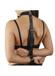 Черная кожаная фиксация рук за спиной  Новичок - Sitabella - купить с доставкой в Подольске