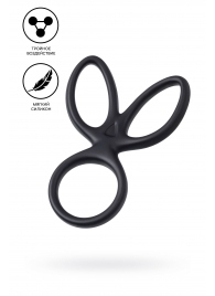 Черное тройное кольцо на пенис Kraken - A-toys - в Подольске купить с доставкой