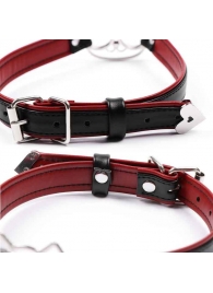 Черно-красный ошейник с мордочкой кошечки - Notabu - купить с доставкой в Подольске