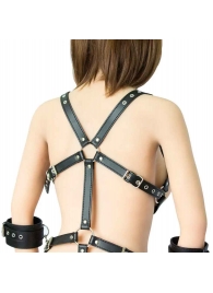 Черное боди-портупея с пристегивающимися наручниками - Notabu - купить с доставкой в Подольске