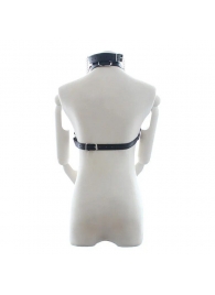 Черная портупея на грудь с кляпом и зажимами для сосков - Notabu - купить с доставкой в Подольске