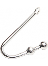 Серебристый анальный крюк с двумя шариками - Notabu - купить с доставкой в Подольске