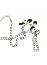 Зажимы для сосков с ремешком и кольцом для пениса - Notabu - купить с доставкой в Подольске