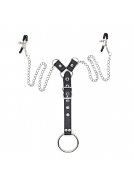 Зажимы для сосков с ремешком и кольцом для пениса - Notabu - купить с доставкой в Подольске