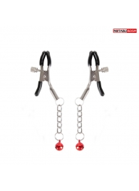 Серебристые зажимы на соски с шариками на цепочках - Notabu - купить с доставкой в Подольске