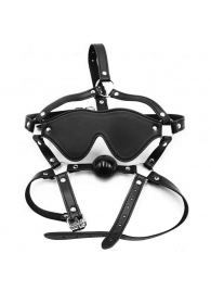 Черная маска-шоры с регулируемыми ремешками и кляпом-шариком - Notabu - купить с доставкой в Подольске