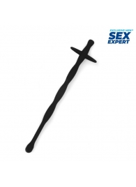 Черный силиконовый уретральный стимулятор - 15 см. - Sex Expert - купить с доставкой в Подольске