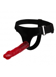 Тёмно-розовый страпон на трусиках регулирующегося размера - 18,8 см. - Baile - купить с доставкой в Подольске