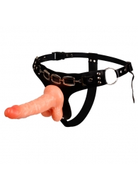 Реалистичный страпон на трусиках с заклепками - 15,7 см. - Baile - купить с доставкой в Подольске