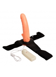 Фаллопротез с ребристым основанием на трусиках с вибрацией - 18 см. - Baile - купить с доставкой в Подольске