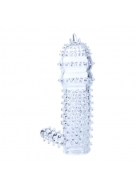 Прозрачная насадка на пенис с шипами и стимулятором клитора - 14,2 см. - Baile - в Подольске купить с доставкой