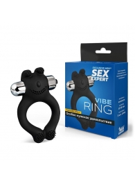 Черное силиконовое эрекционное виброкольцо Sex Expert - Sex Expert - в Подольске купить с доставкой