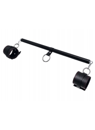 Черная распорка для ног с кожаными манжетами - Pecado - купить с доставкой в Подольске