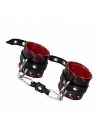 Черно-красные наручники из натуральной кожи - Pecado - купить с доставкой в Подольске