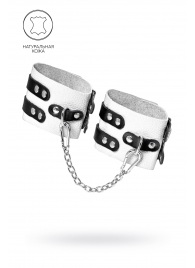 Бело-черные оковы с двумя ремешками и люверсами - Pecado - купить с доставкой в Подольске