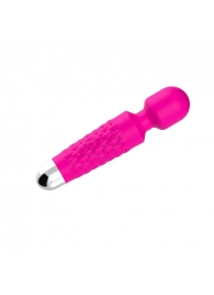 Ярко-розовый wand-вибратор с рельефной ручкой - 20 см. - Silicone Toys