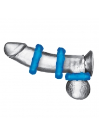 Комплект из трех голубых эрекционных колец 3-Pack Ribbed Rider Cock Ring Set - BlueLine - в Подольске купить с доставкой