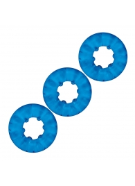 Комплект из трех голубых эрекционных колец 3-Pack Ribbed Rider Cock Ring Set - BlueLine - в Подольске купить с доставкой