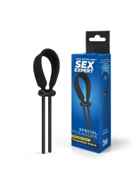 Черный ремень-лассо для усиления эрекции - Sex Expert - в Подольске купить с доставкой