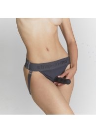Серые трусики для фиксации насадок Strap-on-me Harness Lingerie Unique - Strap-on-me - купить с доставкой в Подольске