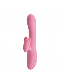 Розовый вибратор-кролик Gina с клиторальной щеточкой - 20,5 см. - Baile