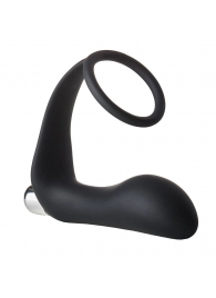 Черное эрекционное кольцо с вибропробкой Vibrating Anal Plug With Cockring - Dream Toys - в Подольске купить с доставкой