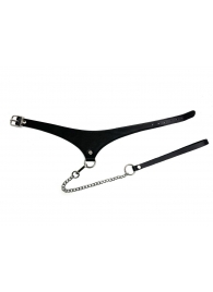 Черный кожаный ошейник Black Phoenix с поводком - БДСМ Арсенал - купить с доставкой в Подольске