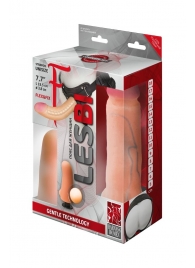 Телесный страпон Harness LESBI с вагинальной пробкой - 16,5 см. - LOVETOY (А-Полимер) - купить с доставкой в Подольске