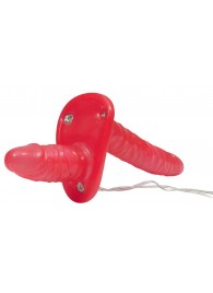 Красный женский страпон с вагинальной пробкой Bad Kitty - 18 см. - Orion - купить с доставкой в Подольске