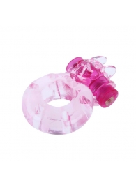 Розовое эрекционное виброкольцо с кошкой на вибропуле - Baile - в Подольске купить с доставкой